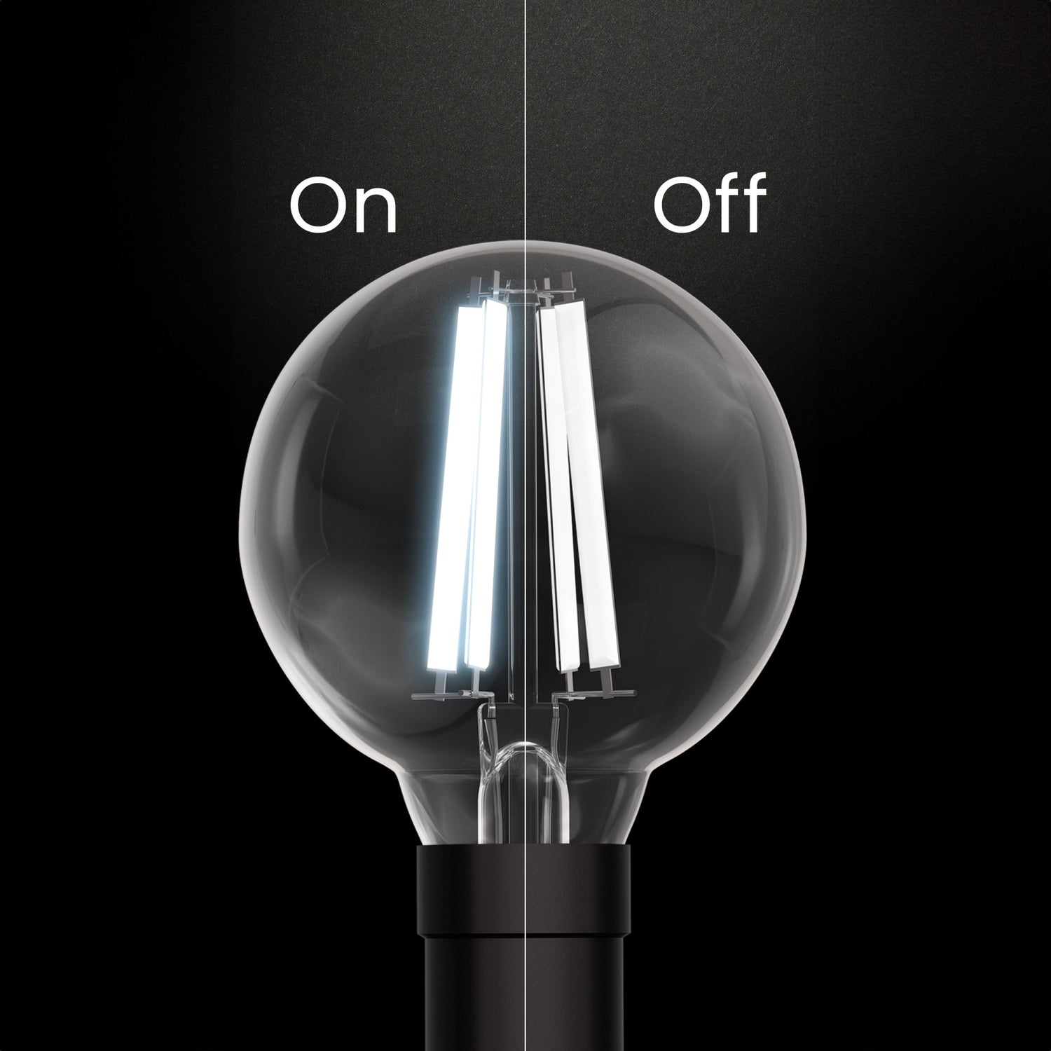 5.5W (60W Replacement) Daylight (5000K) G16 1/2 Globe Shape (E12 Base) Exposed White Filament LED Bulb (2-Pack)