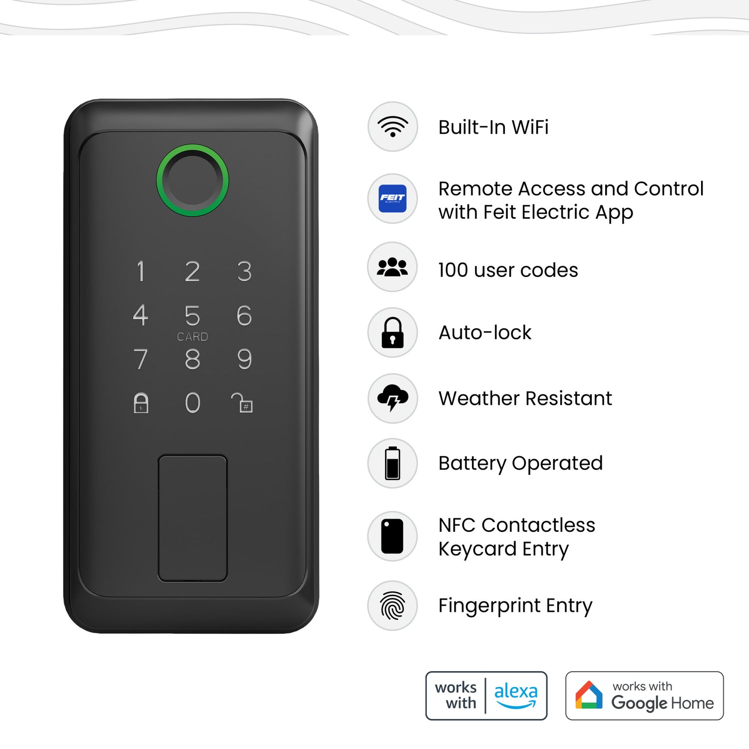 Smart Touch + Keycard Door Lock, Matte Black