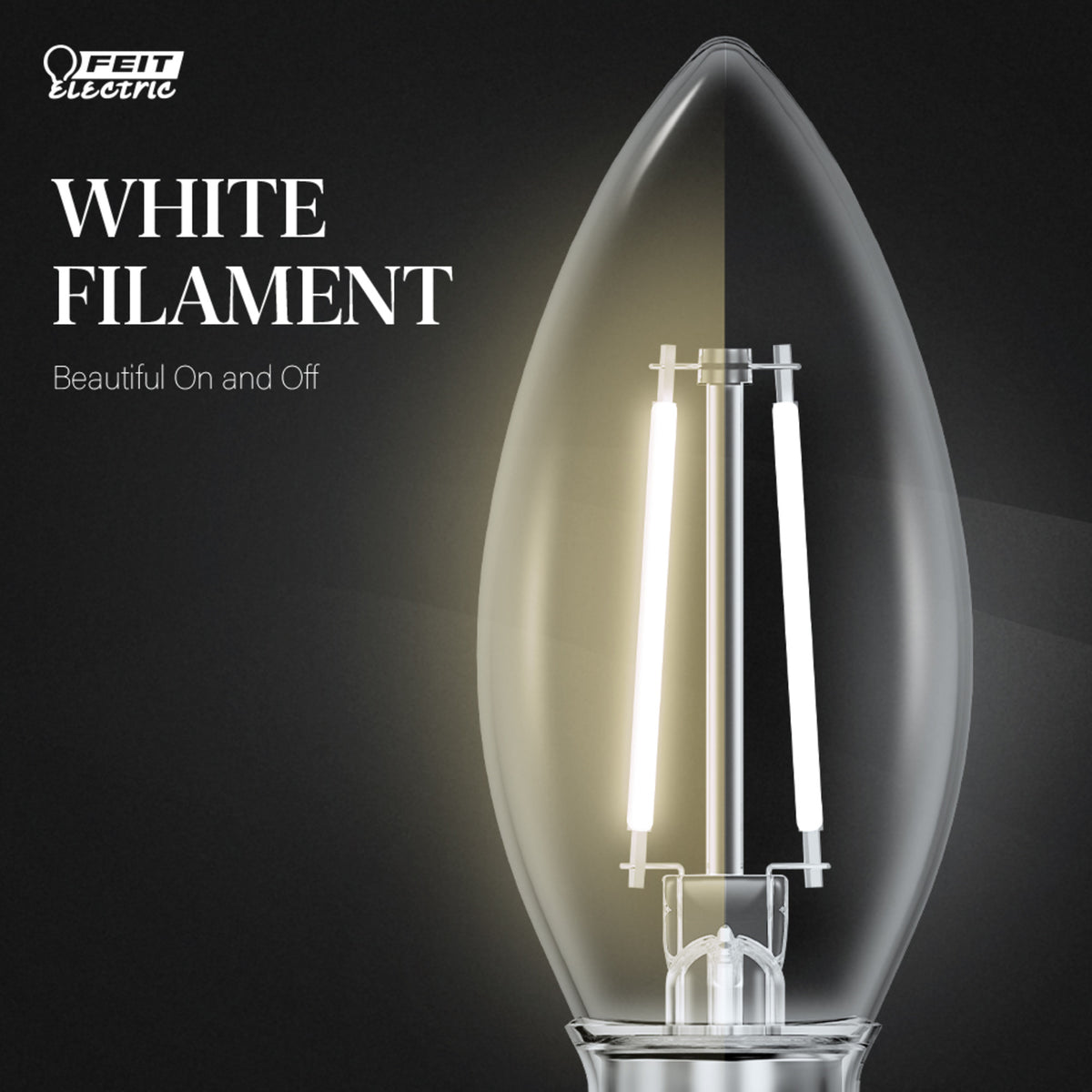 5.5W (60W Replacement) Soft White (2700K) B10 Shape (E12 Base) Torpedo Tip White Filament Light Bulb (2-Pack)