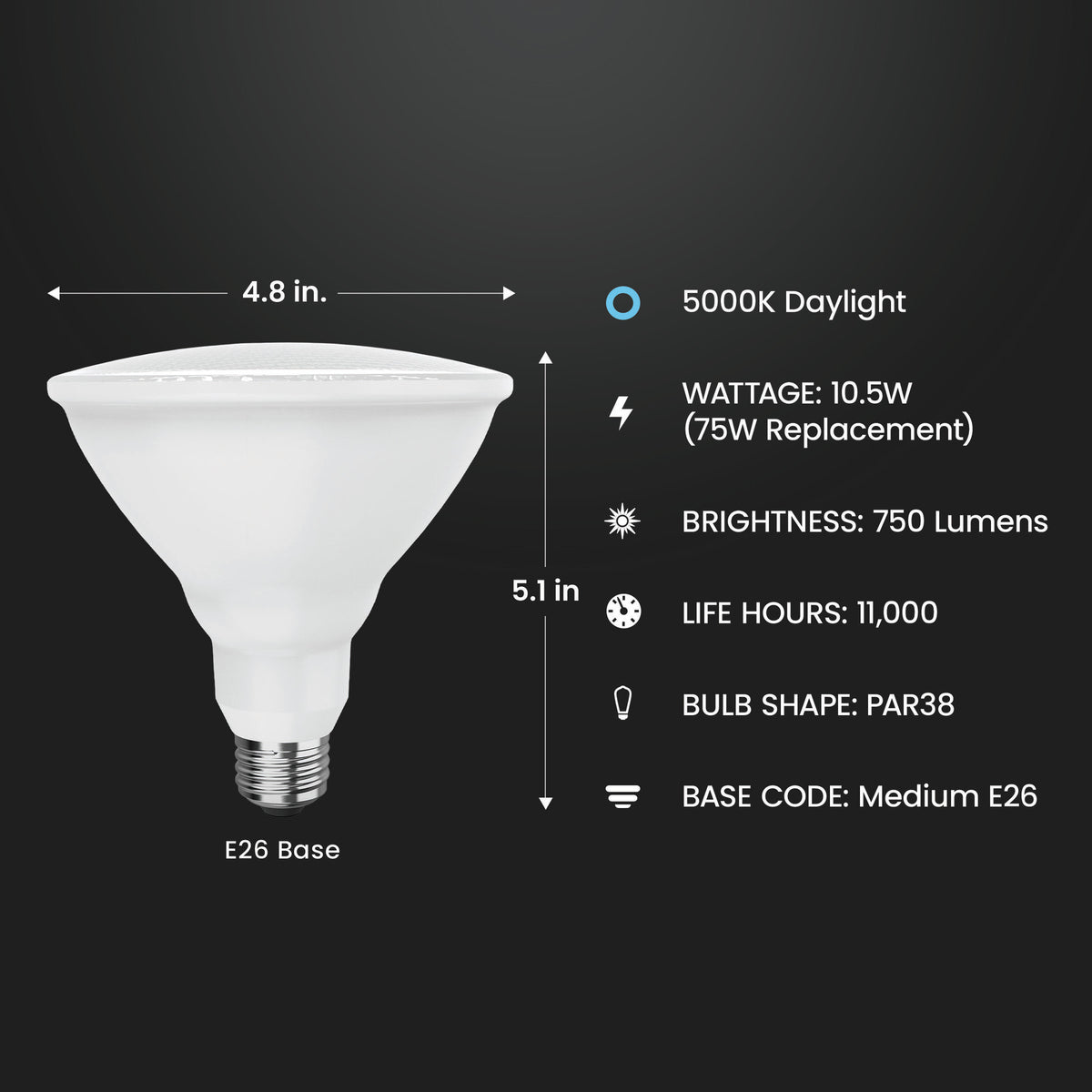 75W Replacement Daylight PAR38 Reflector LED Light Bulb