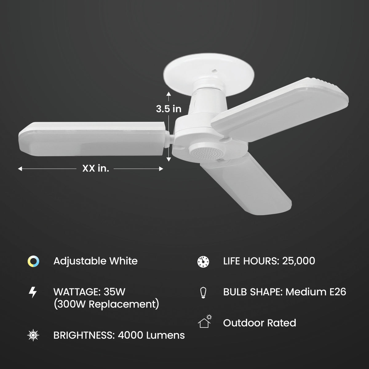 35W (300W Equivalent) Selectable White E26 Replacement LED Multi-Directional Light + Speaker