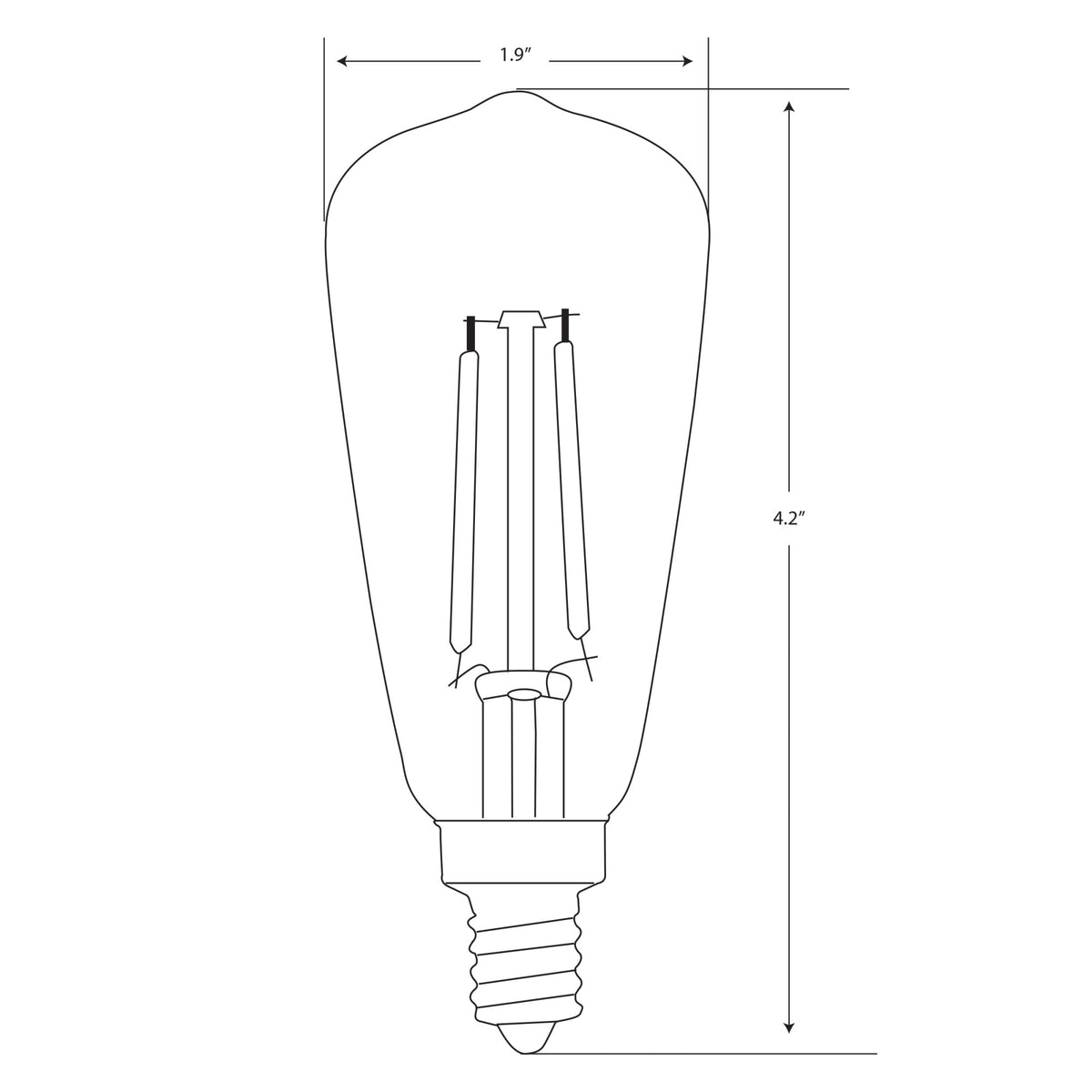 3.5W (25W Replacement) ST15C E12 Dimmable Straight Filament Amber Glass Vintage Edison LED Light Bulb, Soft White