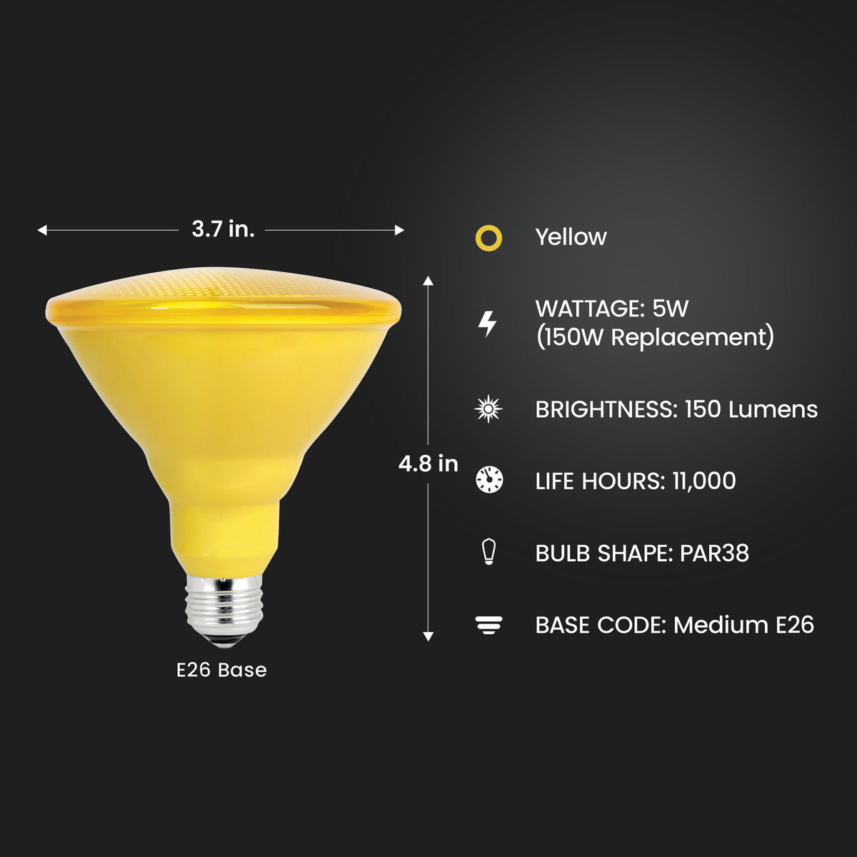 Yellow PAR38 Non-Dimmable LED Reflector Light Bulb