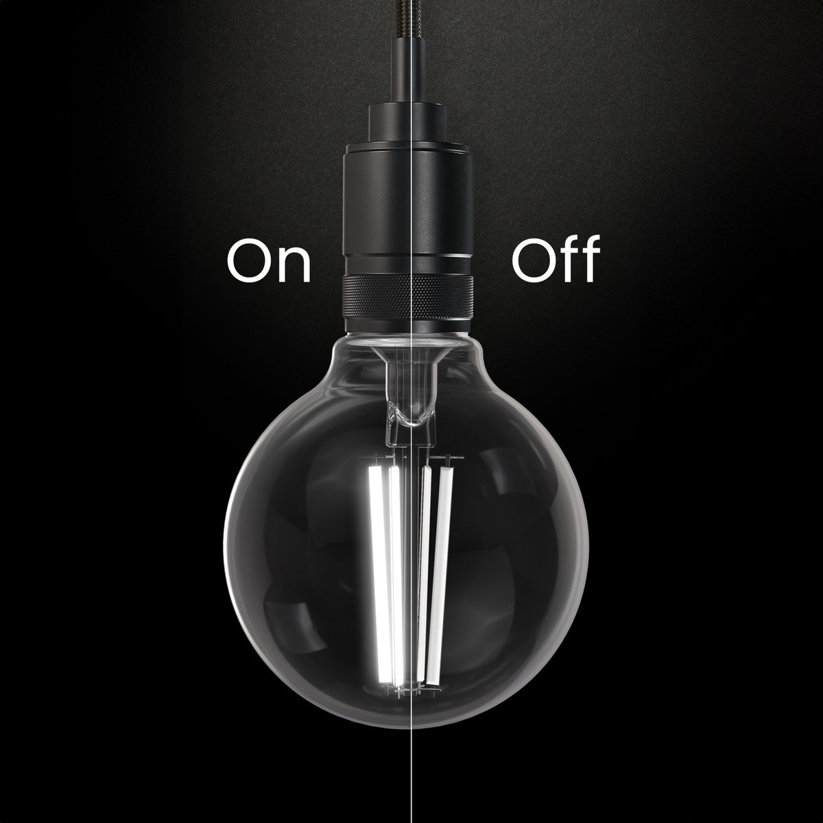 5.5W (60W Replacement) True White (3500K) Globe Shape (E26 Base) Exposed White Filament LED Bulb (3-Pack)
