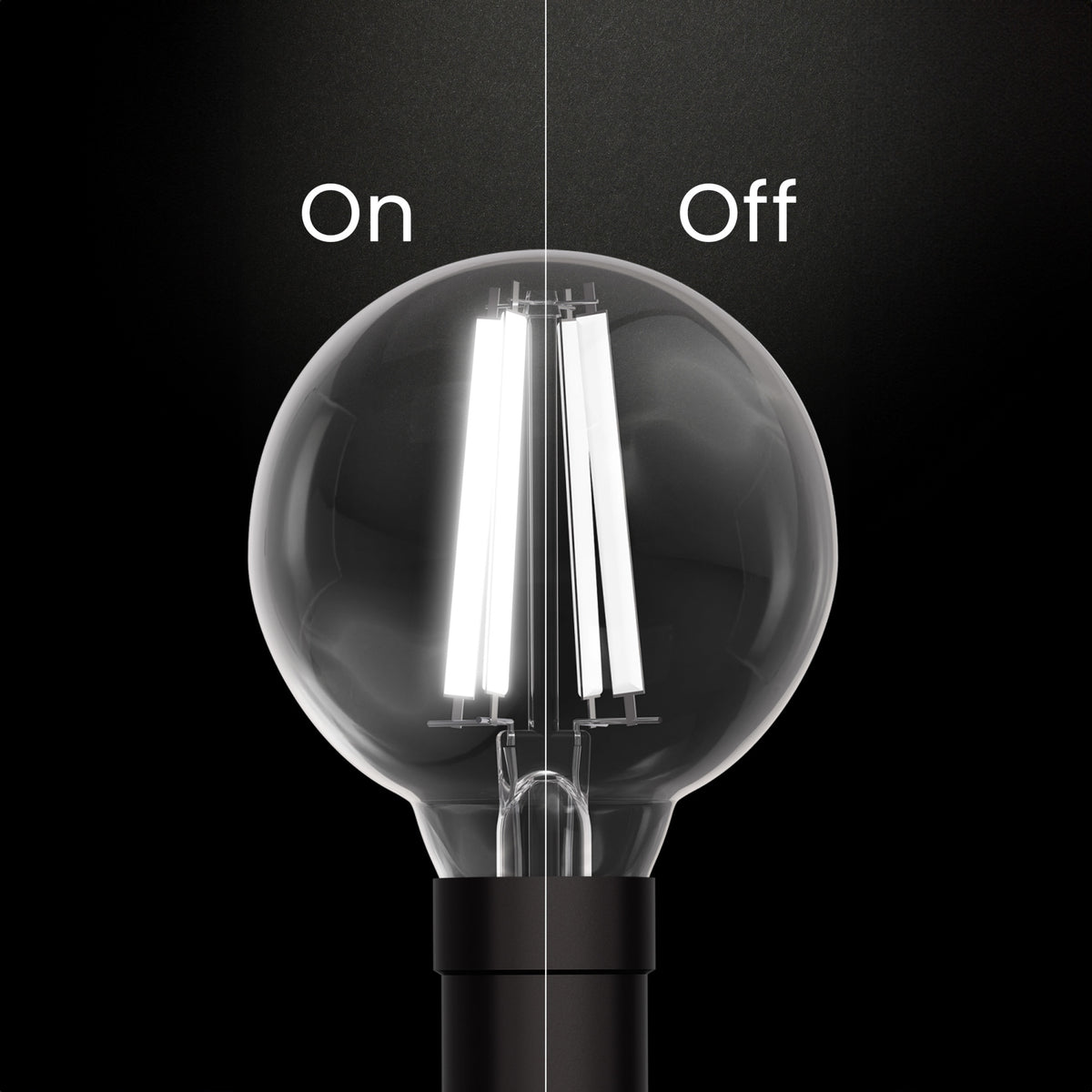 5.5W (60W Replacement) True White (3500K) G16 1/2 Globe Shape (E12 Base) Exposed White Filament LED Bulb (2-Pack)