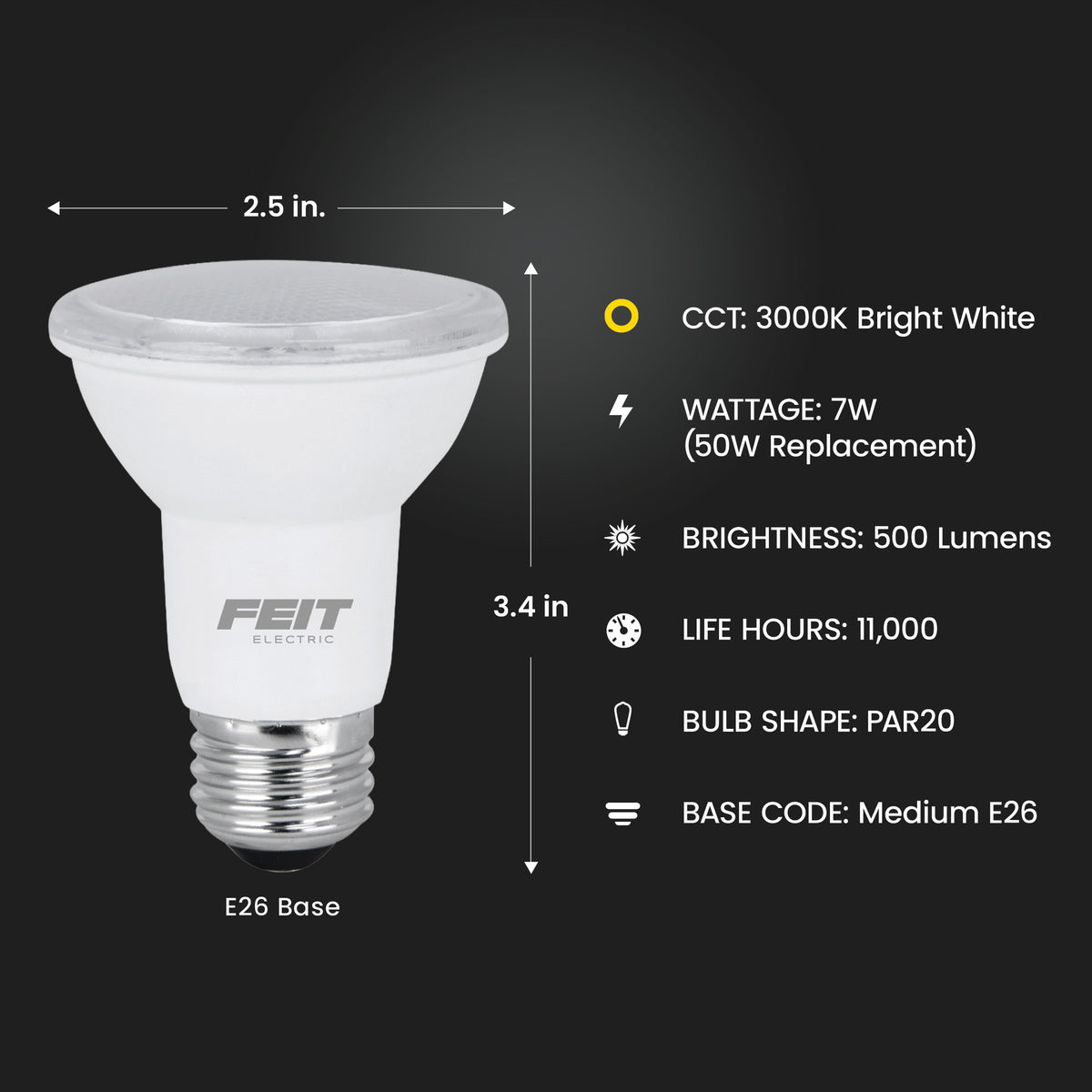 50 W Replacement Warm White PAR20 Reflector LED Light Bulb