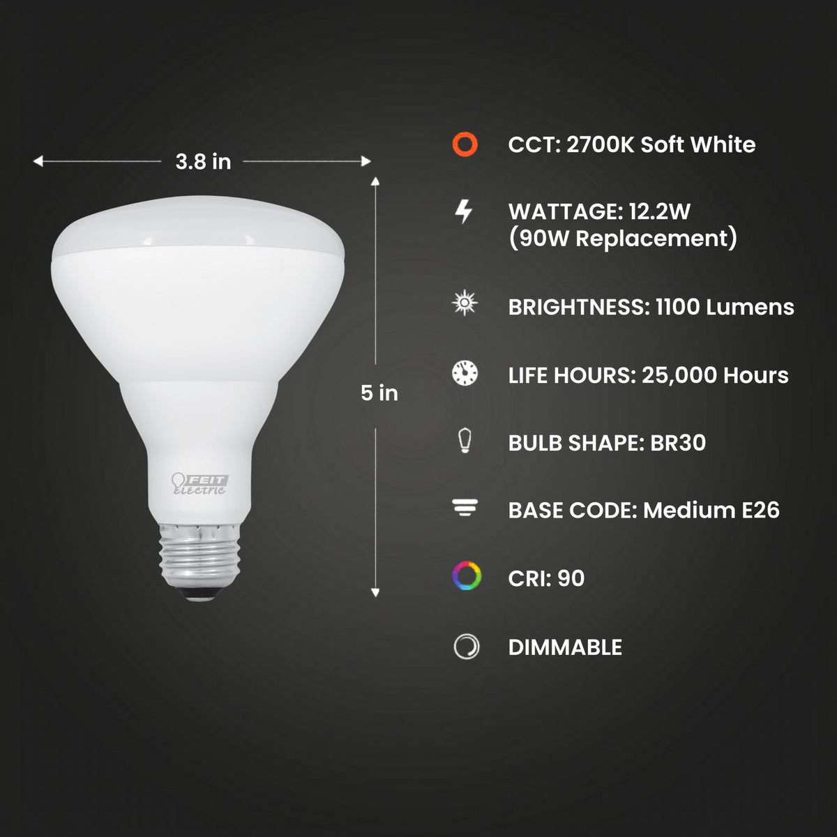 12.2W (85W Replacement) Soft White (2700K) BR30 Dimmable Enhance Reflector LED (2-Pack)