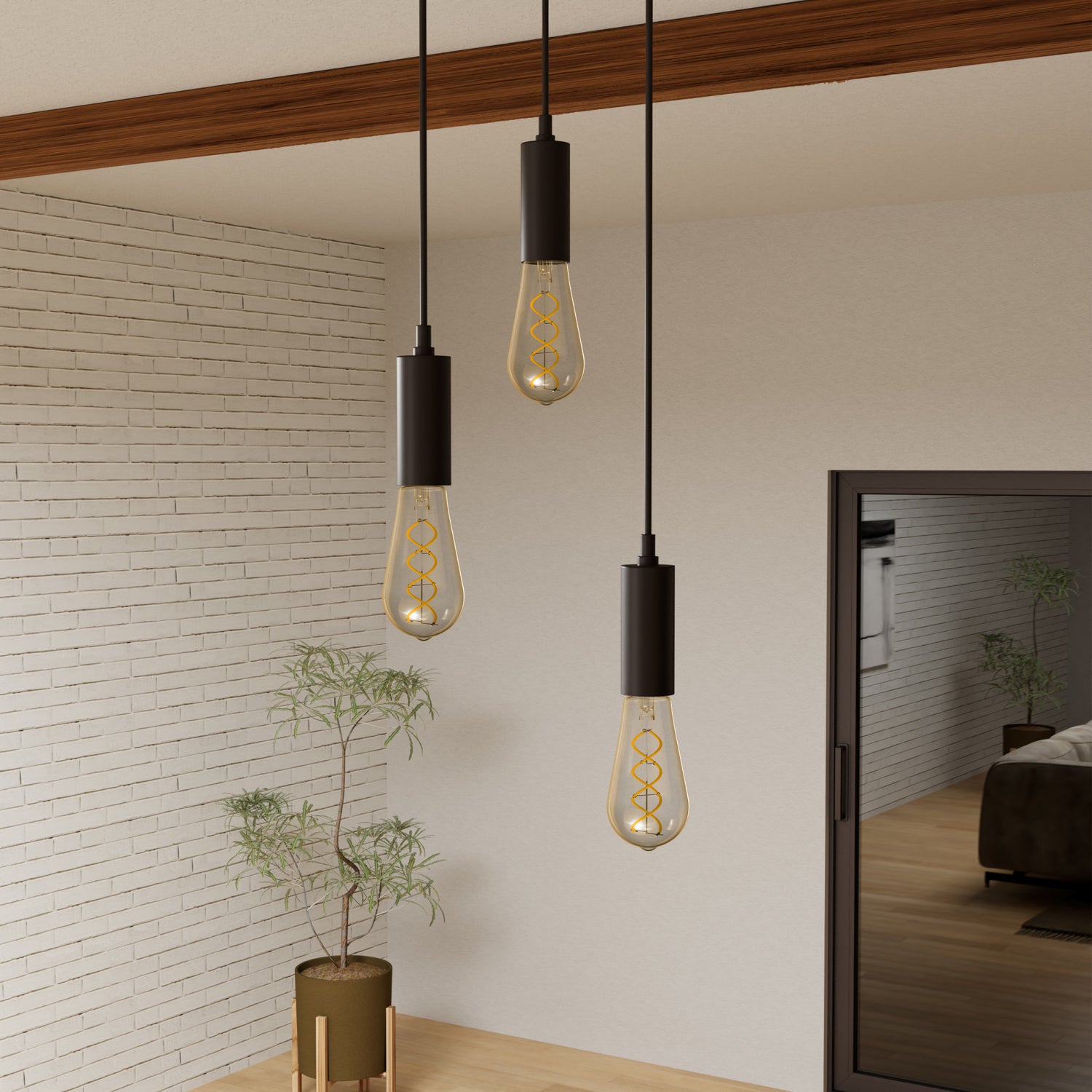 3.8W (40W Replacement) Amber ST19 E26 Dimmable Vintage Spiral Filament Edison LED Bulb, Warm Light (2-Pack)