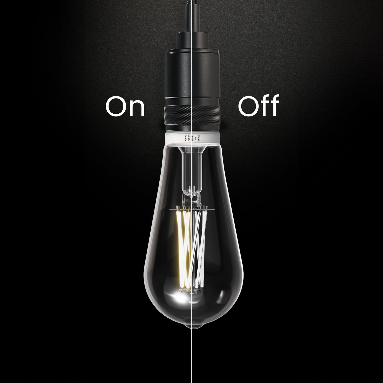 12W (100W Replacement) ST19 E26 Twist & Select Dusk to Dawn Non-Dimmable White Filament LED Bulb, Selectable White