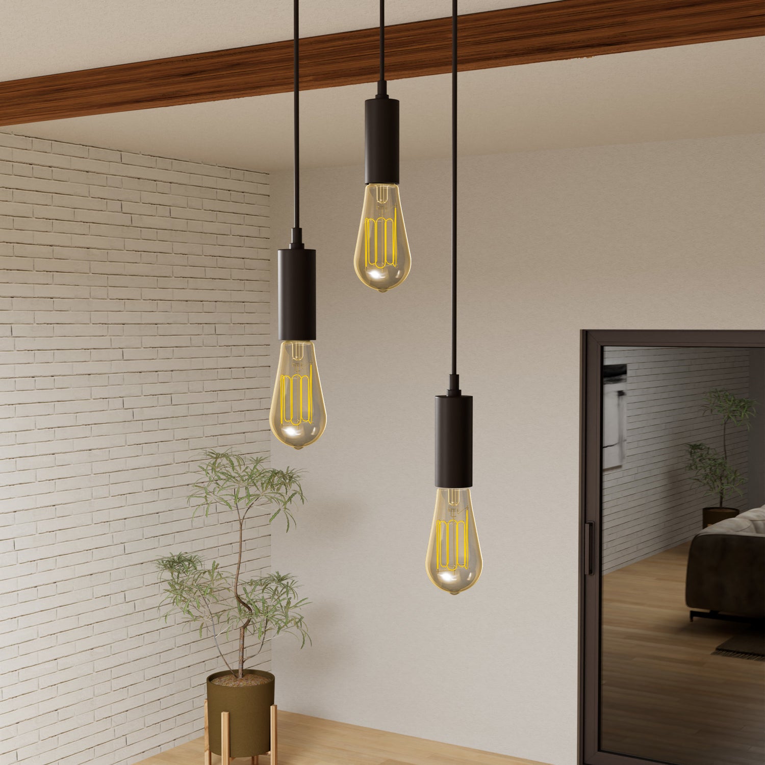 3.8W (40W Replacement) Amber ST19 E26 Dimmable Vintage Wound Filament Edison LED Bulb, Warm Light (2-Pack)