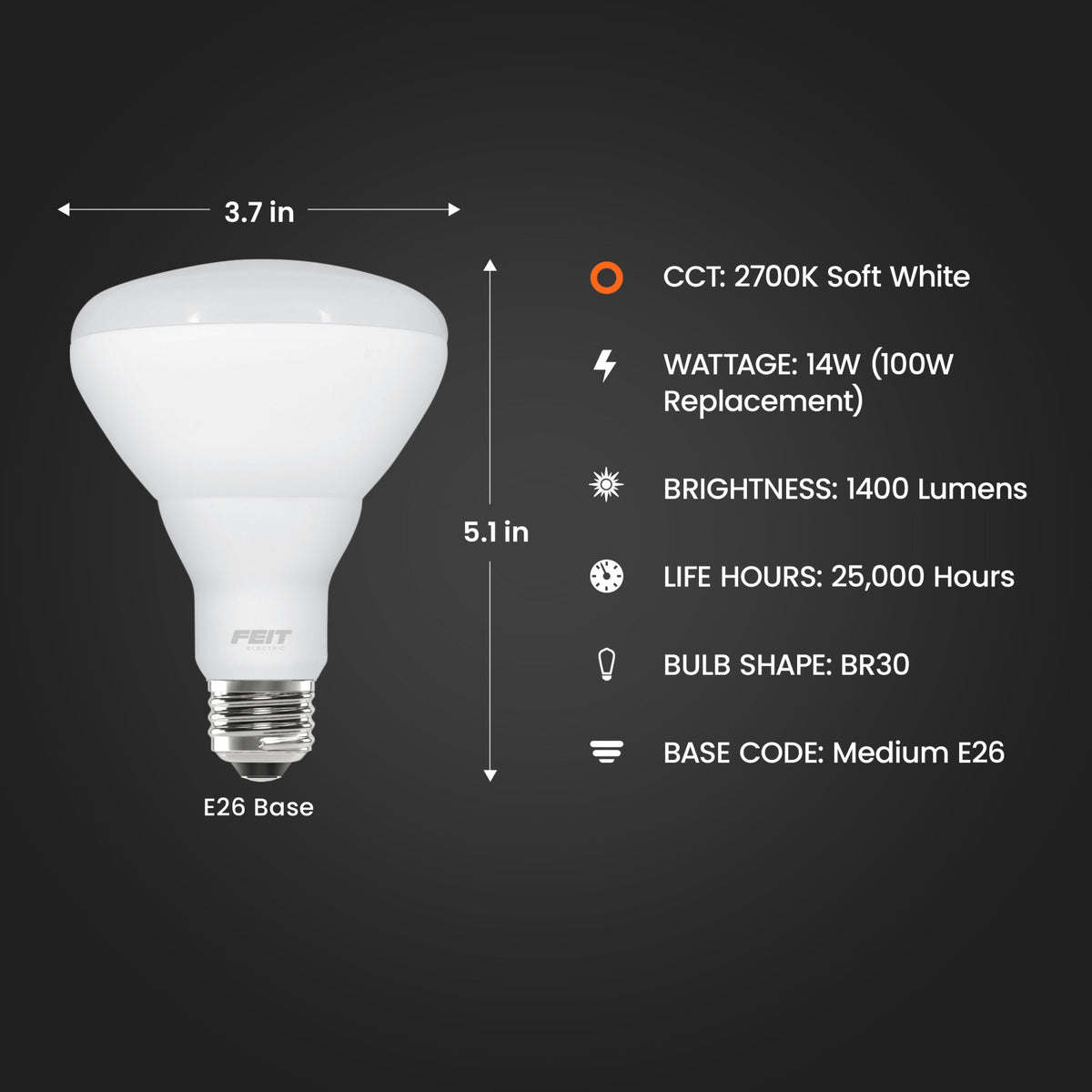 14W (100W Replacement) Soft White (2700K) E26 Base BR30 Dimmable Enhance LED