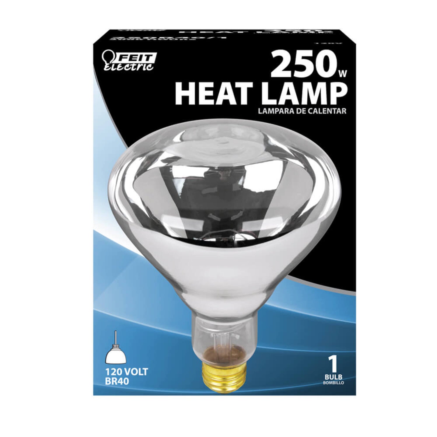250W Clear Incandescent BR40 Dimmable Heat Lamp Reflector