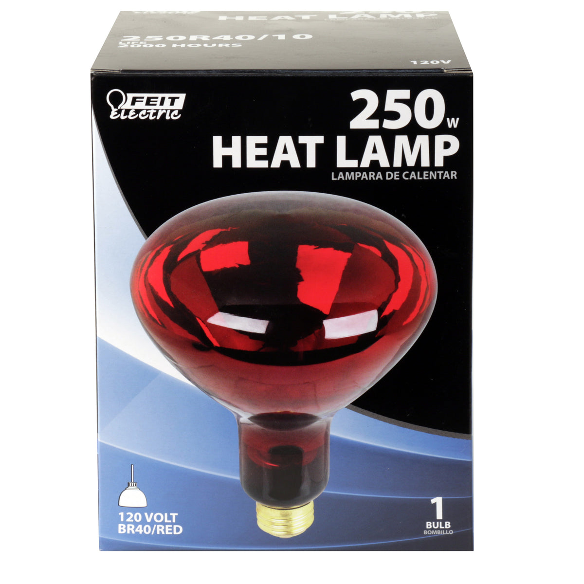 250W Red BR40 Dimmable Incandescent Heat Lamp Reflector with Red Base