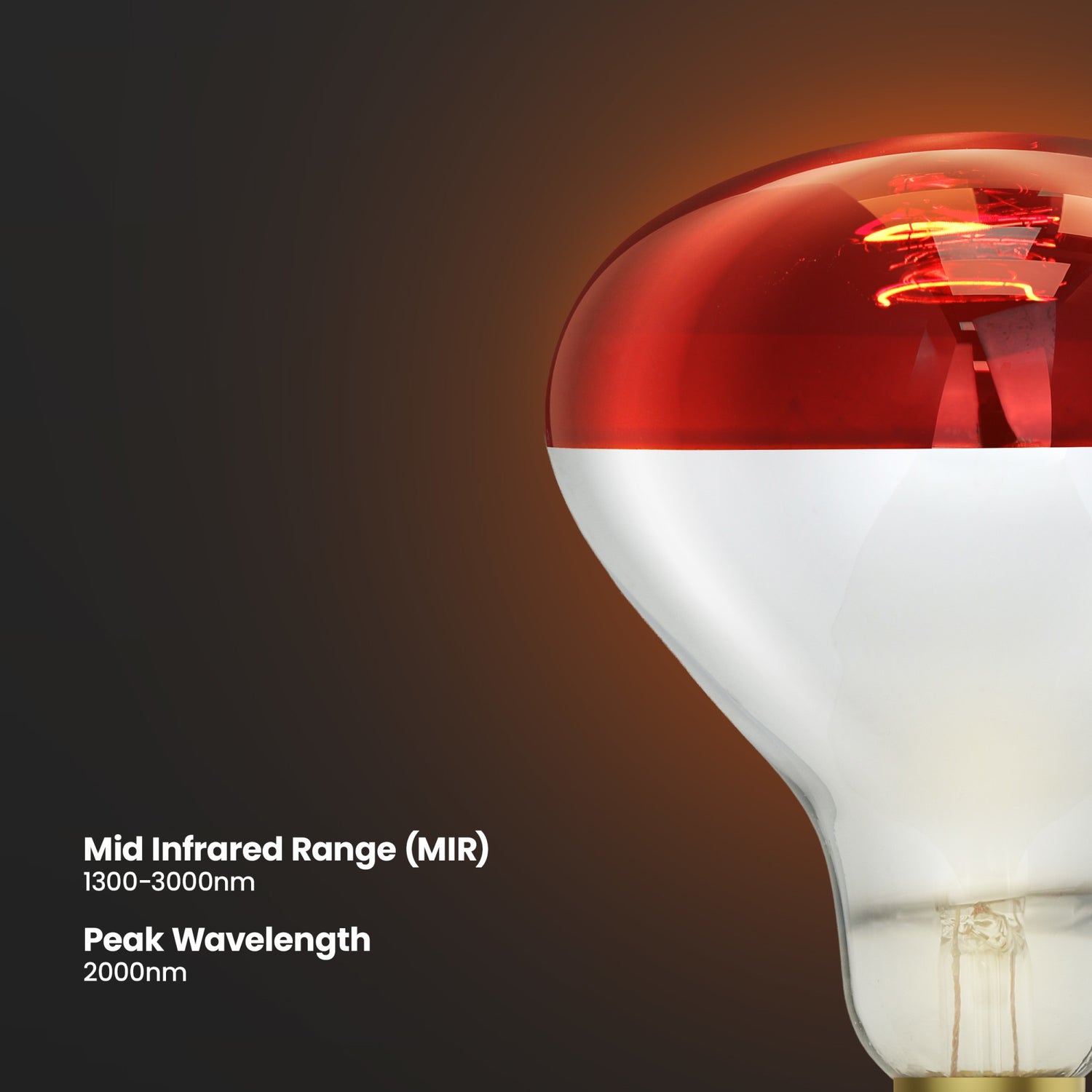 250W Red Incandescent R40 Dimmable Heat Lamp Reflector