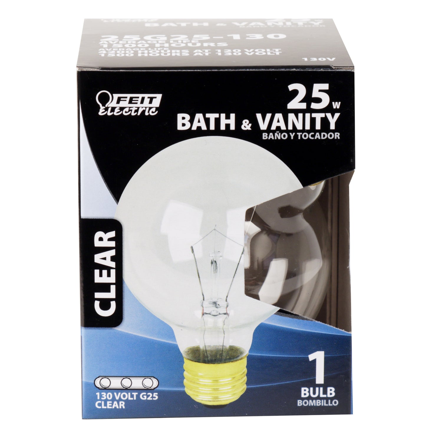 25W Soft White Clear G25 Globe Dimmable Incandescent Light Bulb