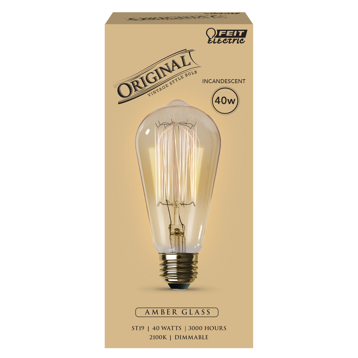 40W Warm White (2100K) Amber Glass Incandescent Light Bulb