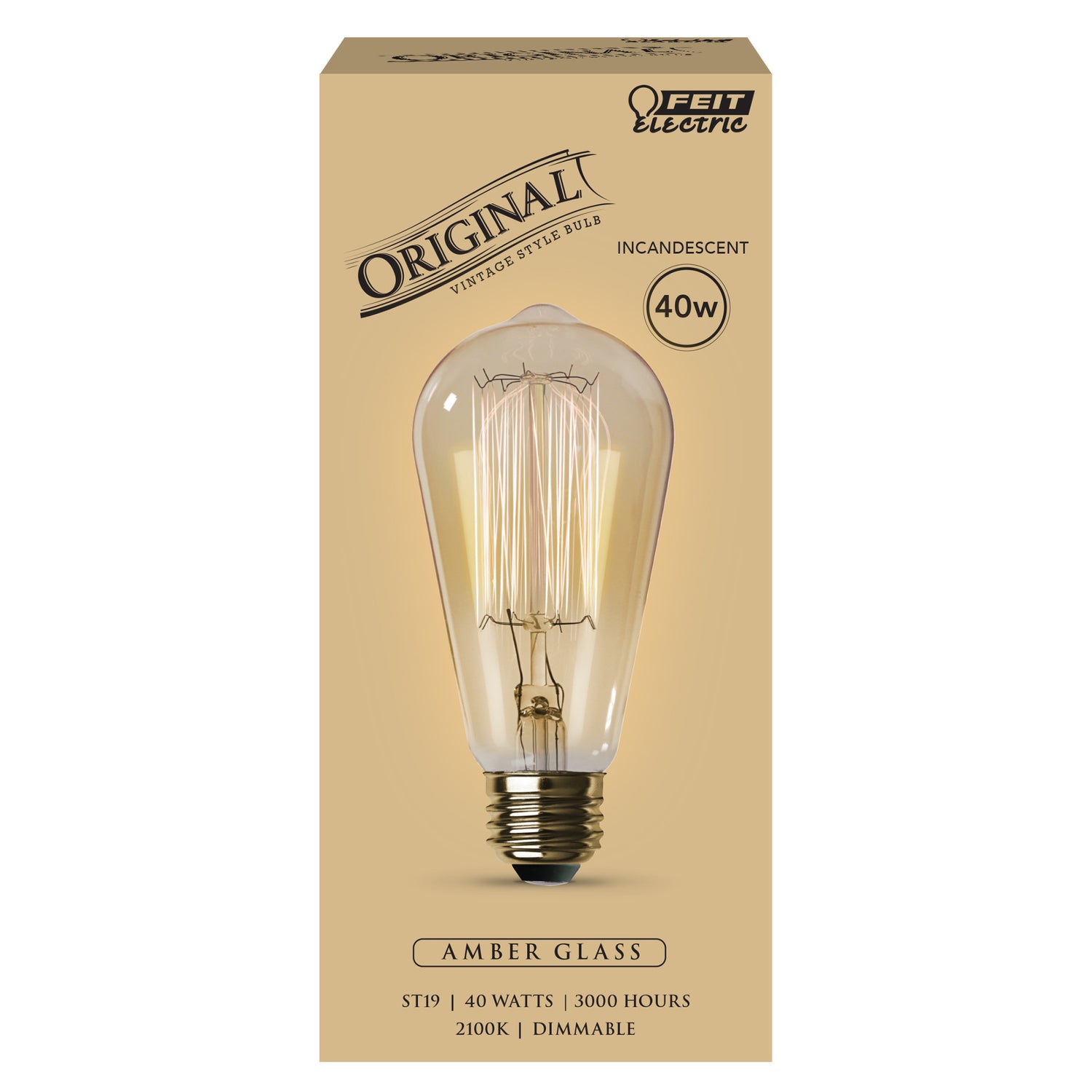 40W Warm White (2100K) Amber Glass Incandescent Light Bulb