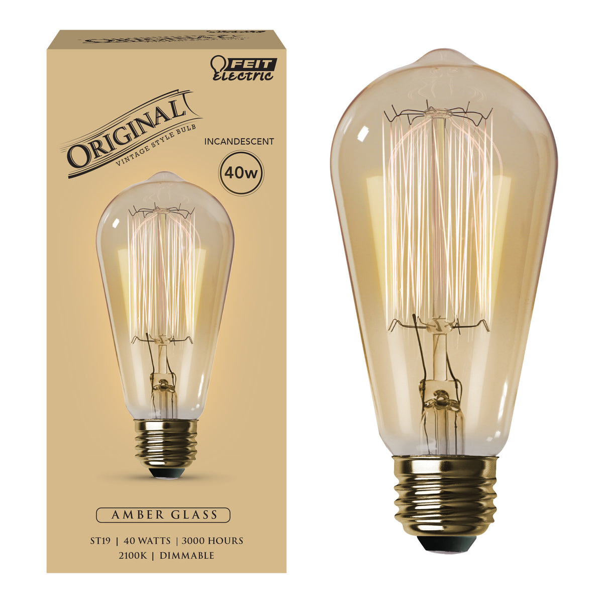 40W Warm White (2100K) Amber Glass Incandescent Light Bulb