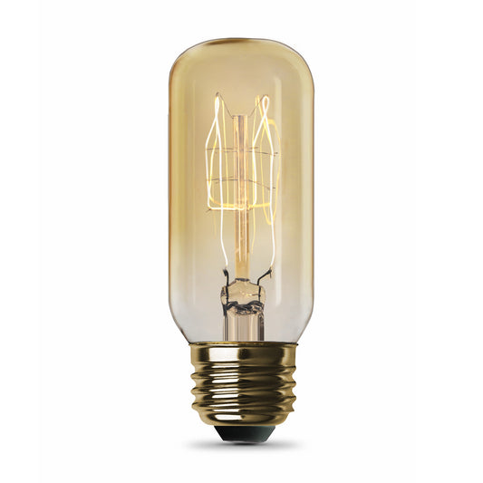 60W Replacement T12 E26 Dimmable Filament Amber Glass Vintage Edison Incandescent Light Bulb, Warm White - Feit Electric