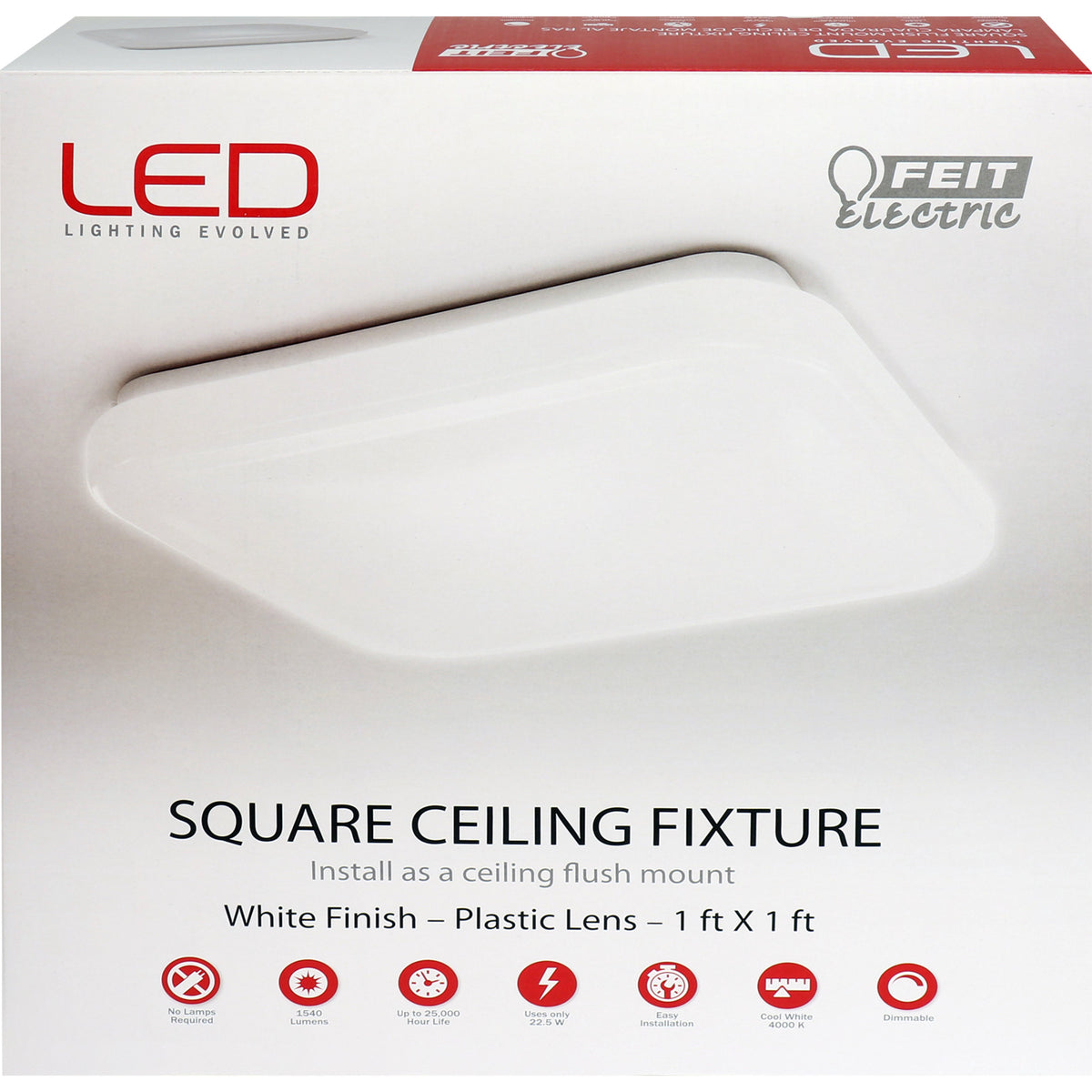 1540 Lumen 4000K Square LED Ceiling Fixture