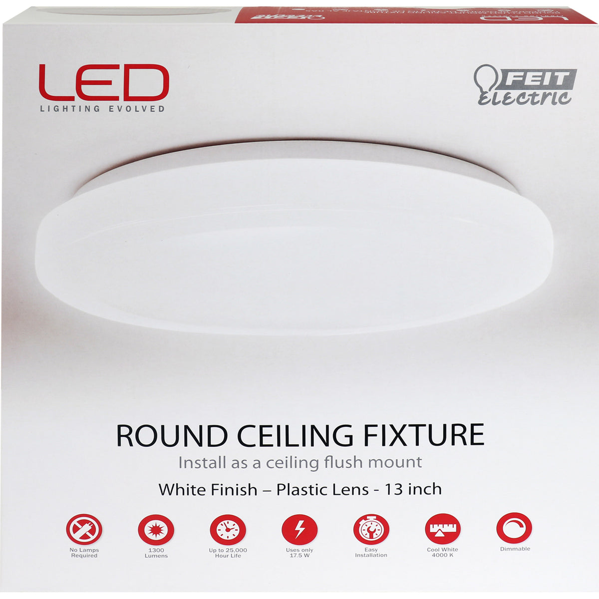 13 in. Round Cool White (4000K) LED Ceiling Fixture