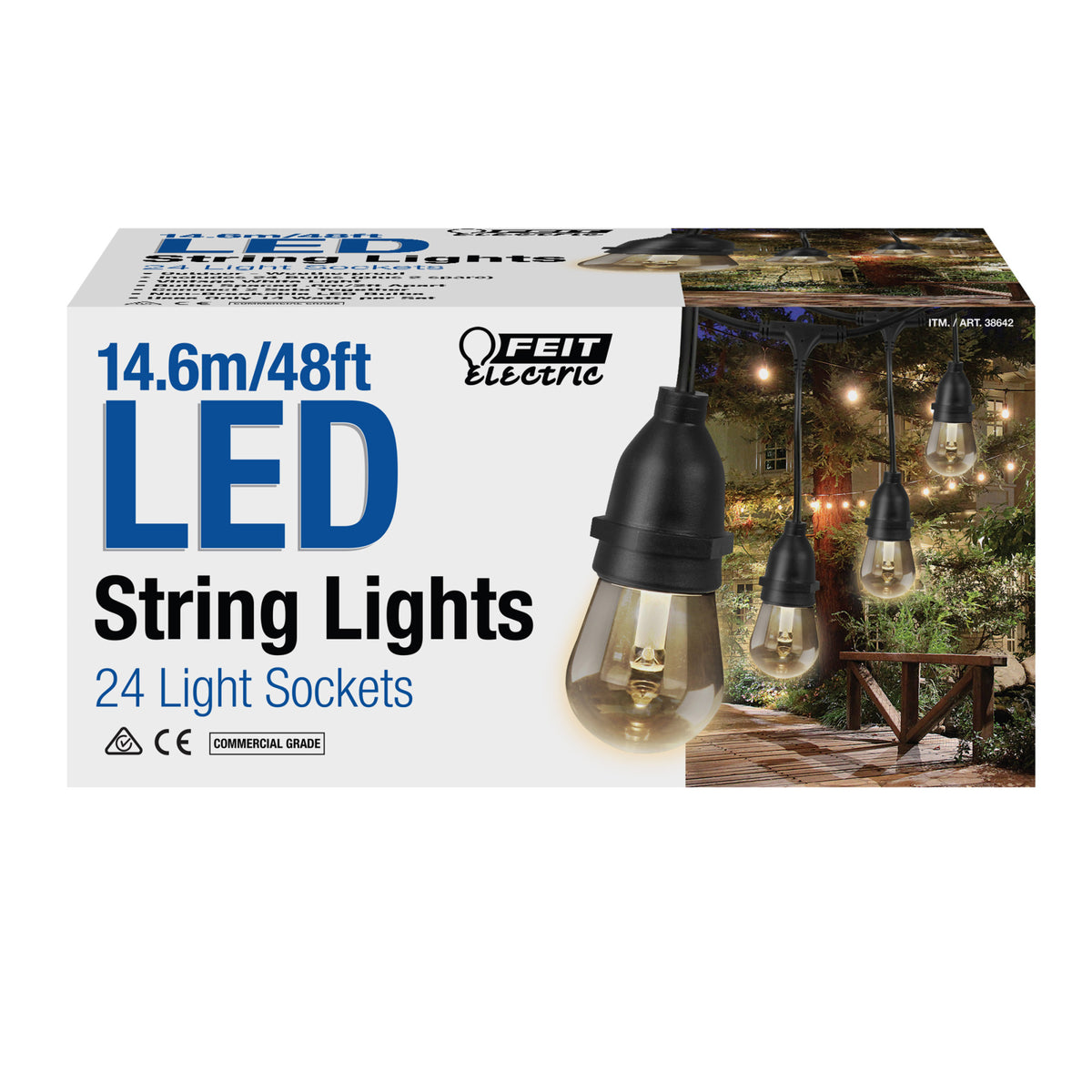 Utility Light String 14.6m Heavy-Duty Indoor Outdoor String Lights