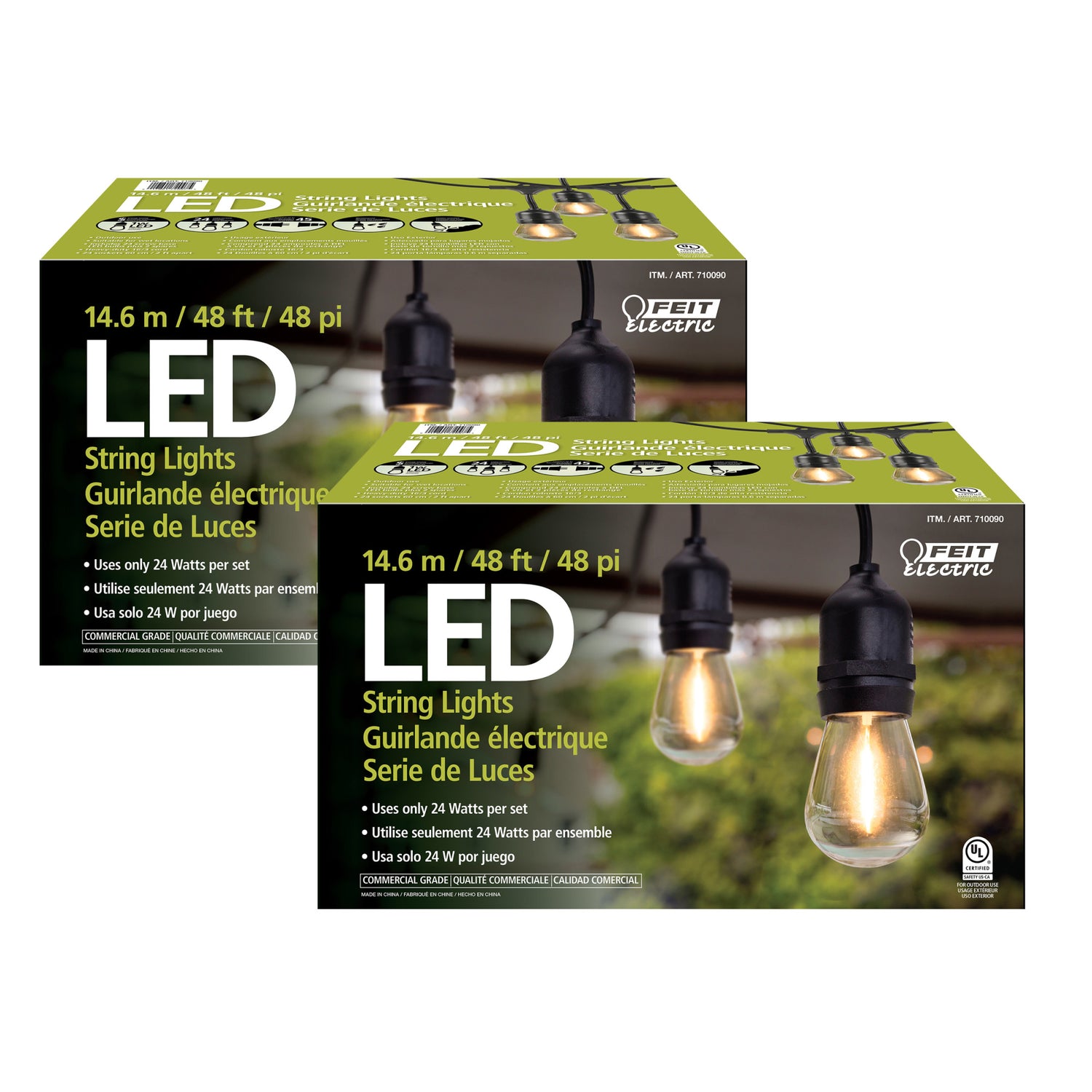 48 ft. Soft White (2200K) S14 (E26 Base) Amber Finish LED Weatherproof