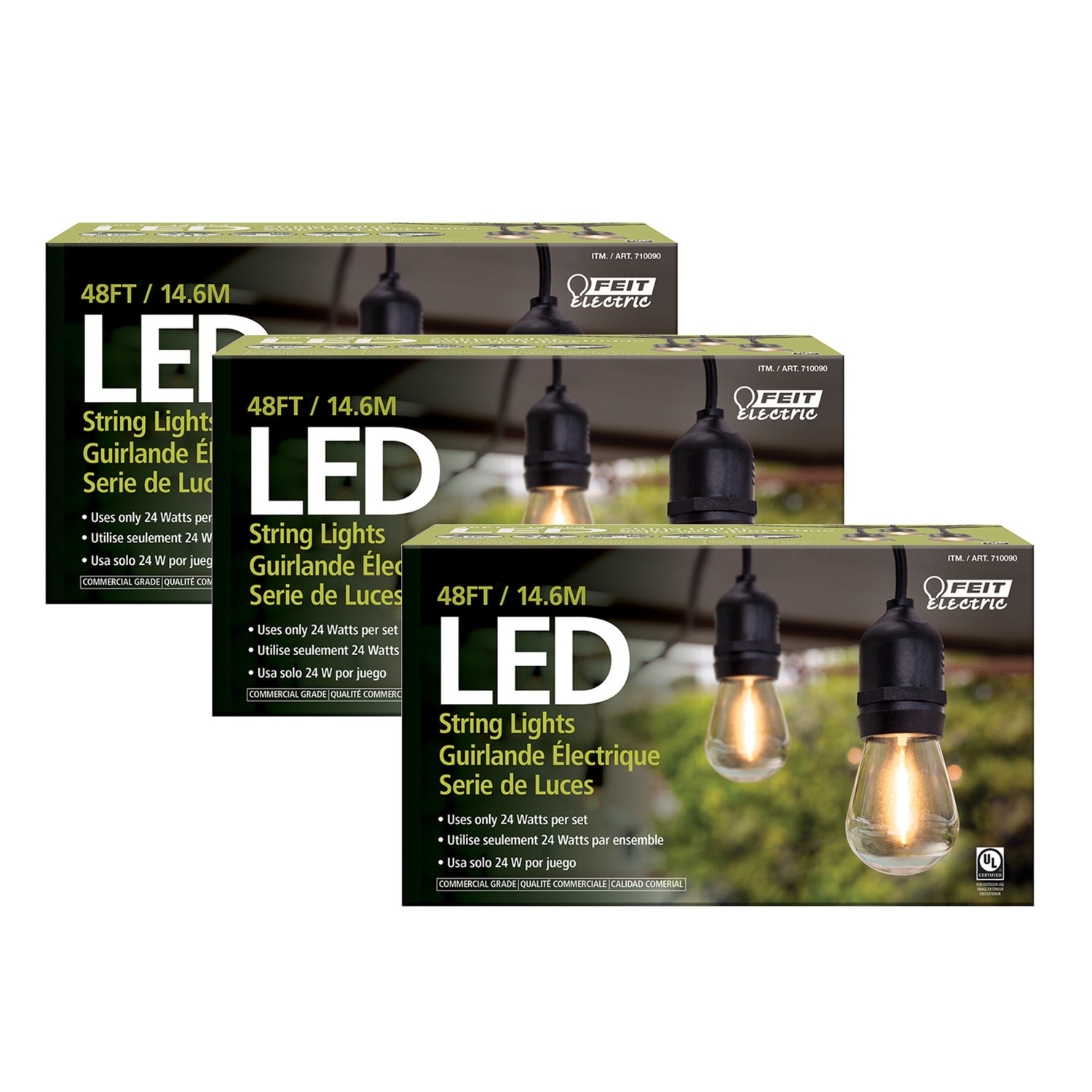 48 ft. Soft White (2200K) LED String Lights (3-Pack)