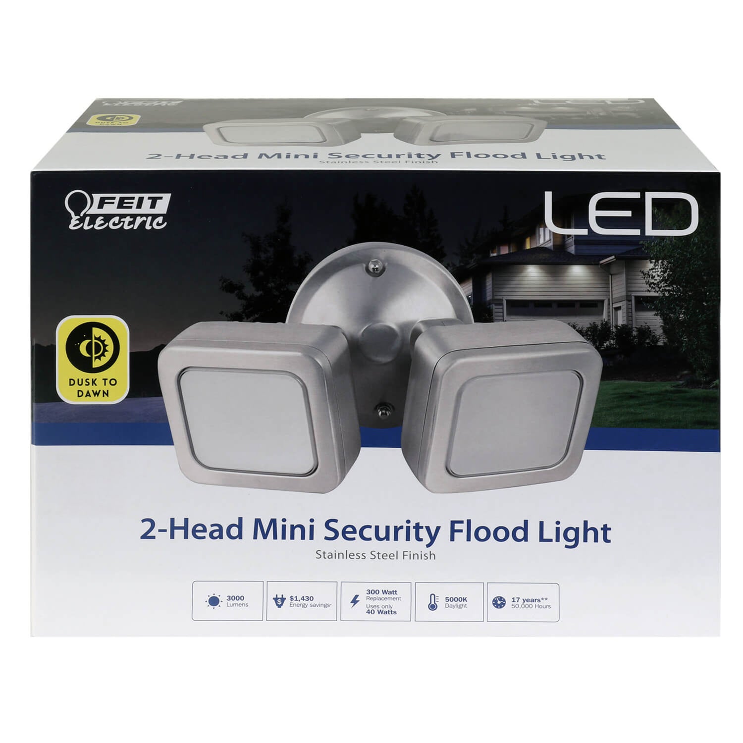 3000 Lumens 5000K Mini Dual Flood Dusk to Dawn Light Fixture