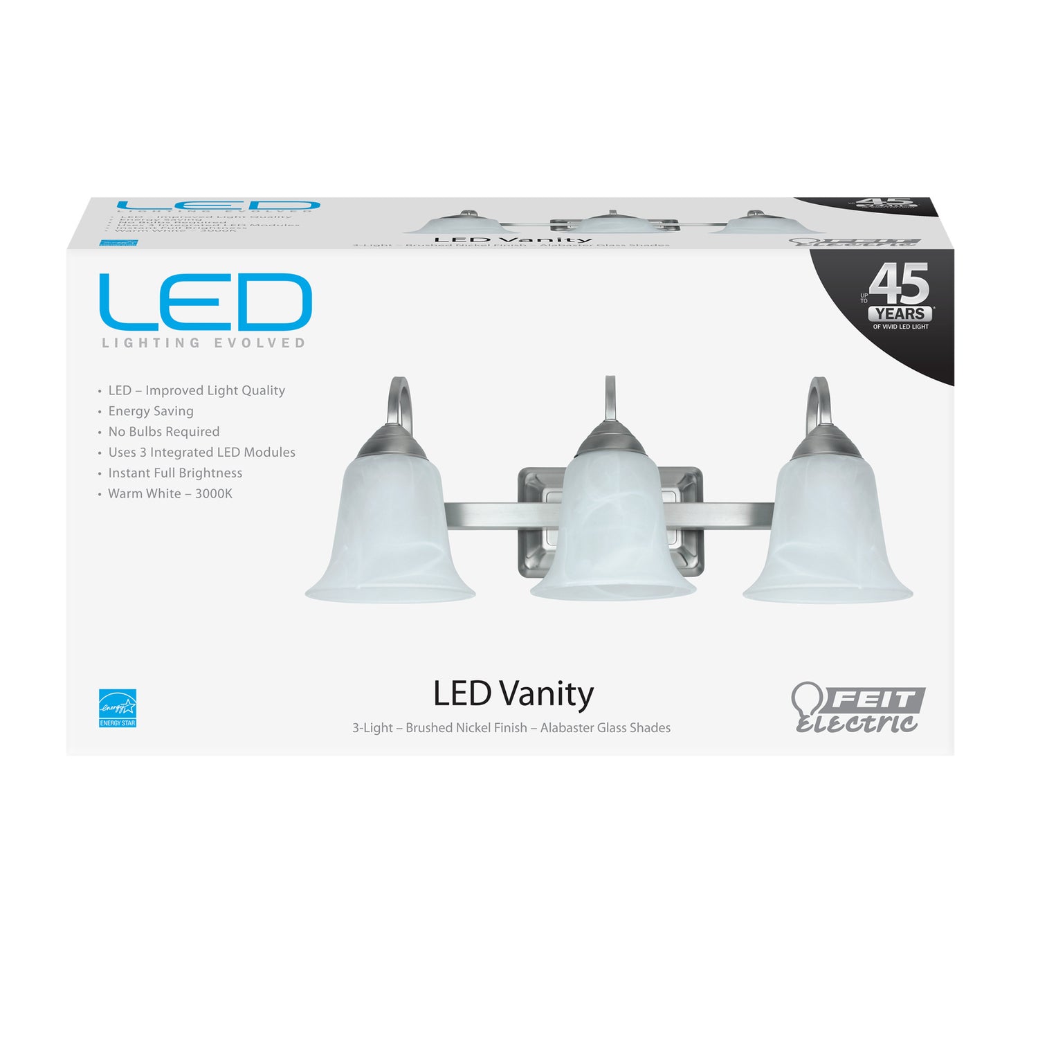 1750 Lumen 3000K 3-Light LED Vanity Fixture