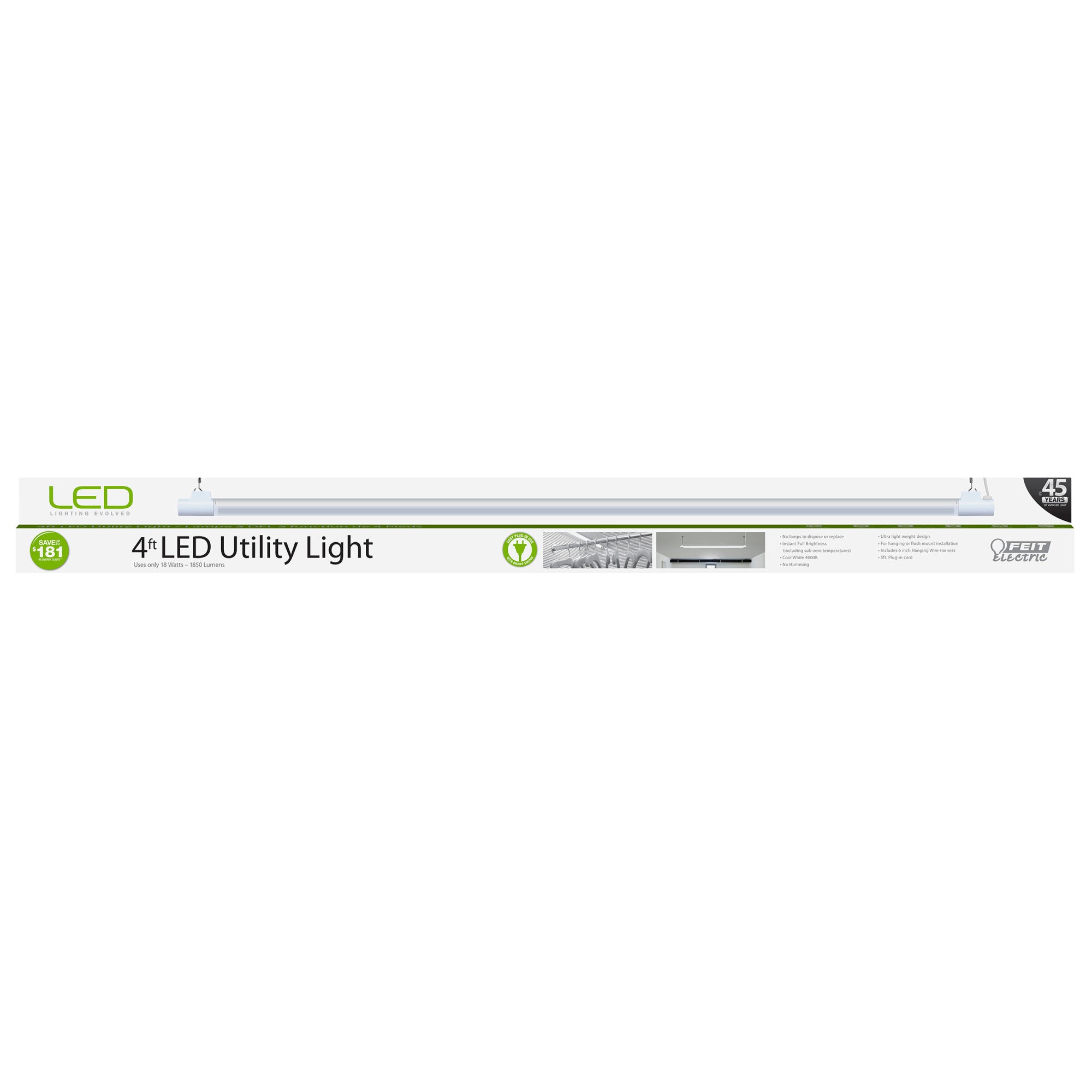 FEIT ELECTRIC LED ショップライト 4000lm 4000k Feit Electric LED Garage Light, Multiple Adjustable Panels, E26