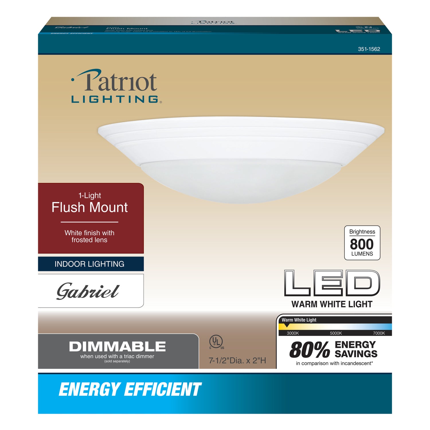 7.5 in. Warm White (2700K) White Dimmable Frosted Lens Flush Mount LED Ceiling Light