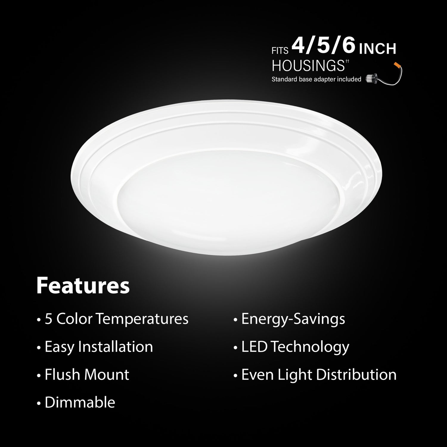 7.5 in. 12W (75W Replacement) Color Selectable Round LED Ceiling Downlight  with Switch Mode, White