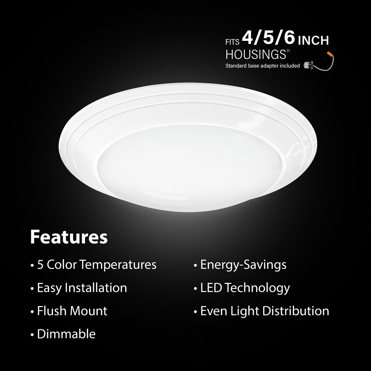 7.5 in. 12W (75W Replacement) Color Selectable Round LED Ceiling Downlight  with Switch Mode, White