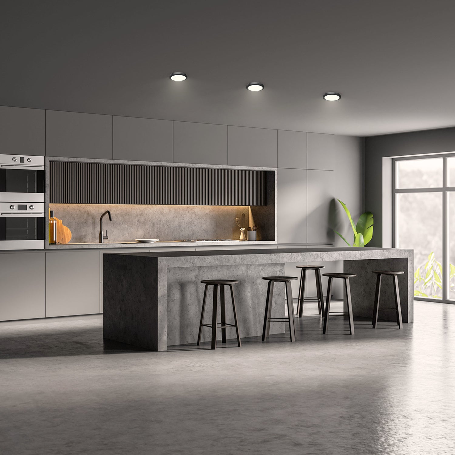 11 in. 12.5W (60W Replacement) Selectable White Matte Black Round Flat Panel Ceiling Downlight