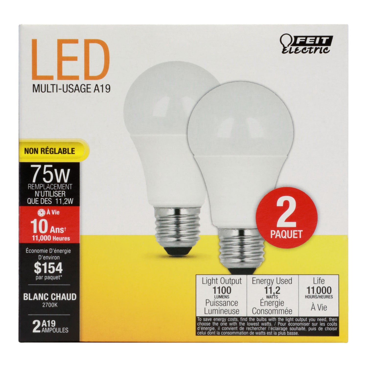 75W Replacement A19 Soft White LED (2-Pack)