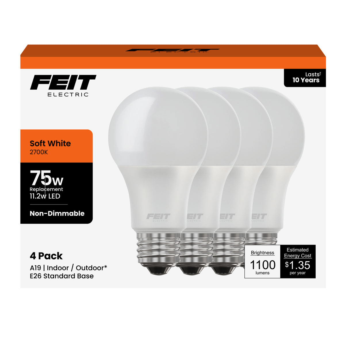 11.2W (75W Replacement) Soft White (2700K) E26 Base A19 Non-Dimmable General Purpose LED