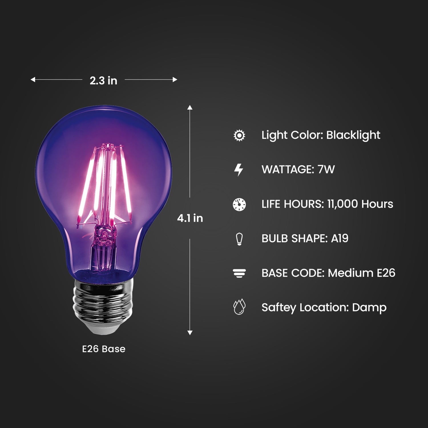 7W LED Blacklight Light Bulb