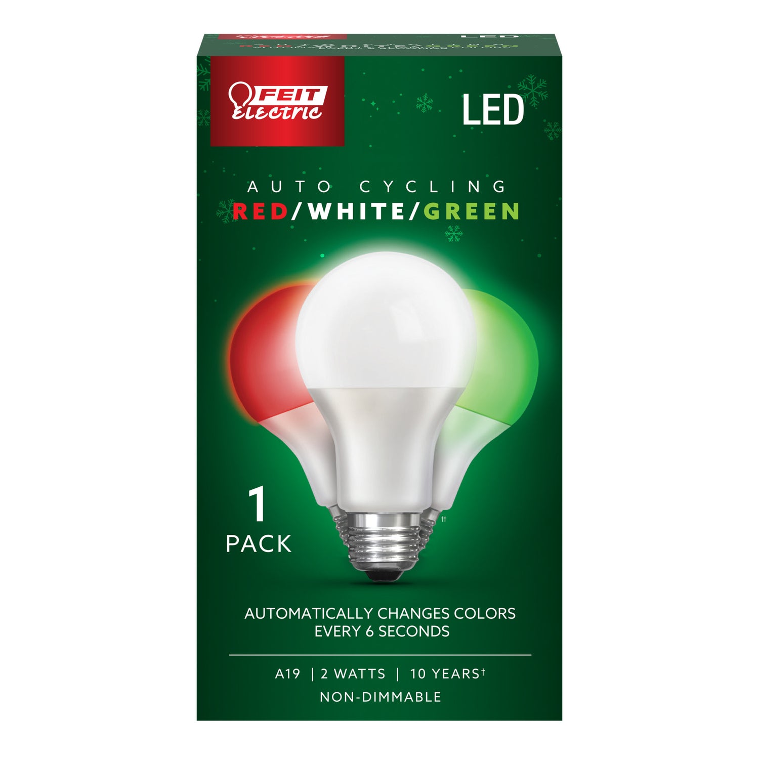 2W Green/Red/White A19 E26 Base Auto Cycling LED Bulb (36-Pack)