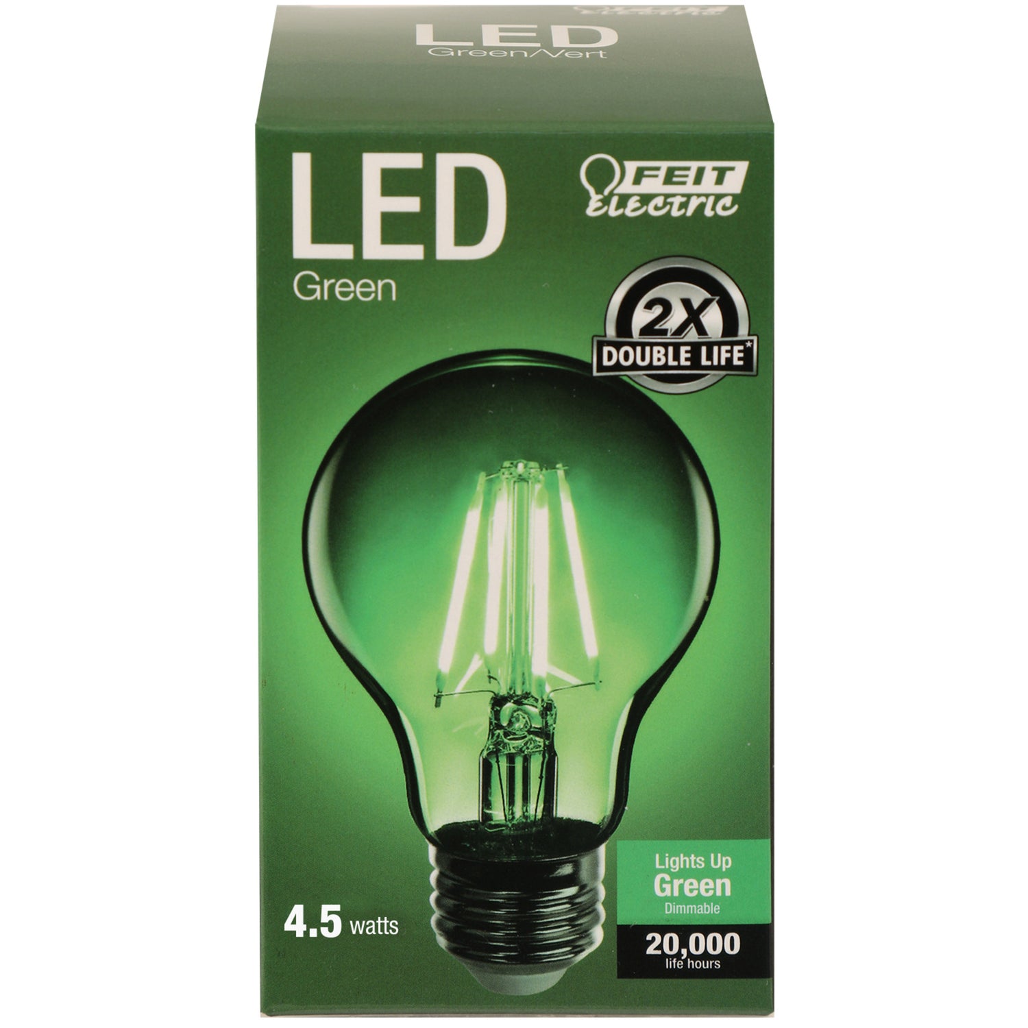 4.5W Clear Glass Green A19 Dimmable LED Filament Light Bulb (54-Pack)