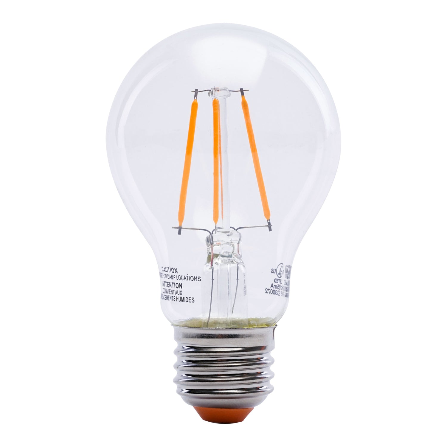 Clear Glass Orange A19 Dimmable LED Filament Light Bulb