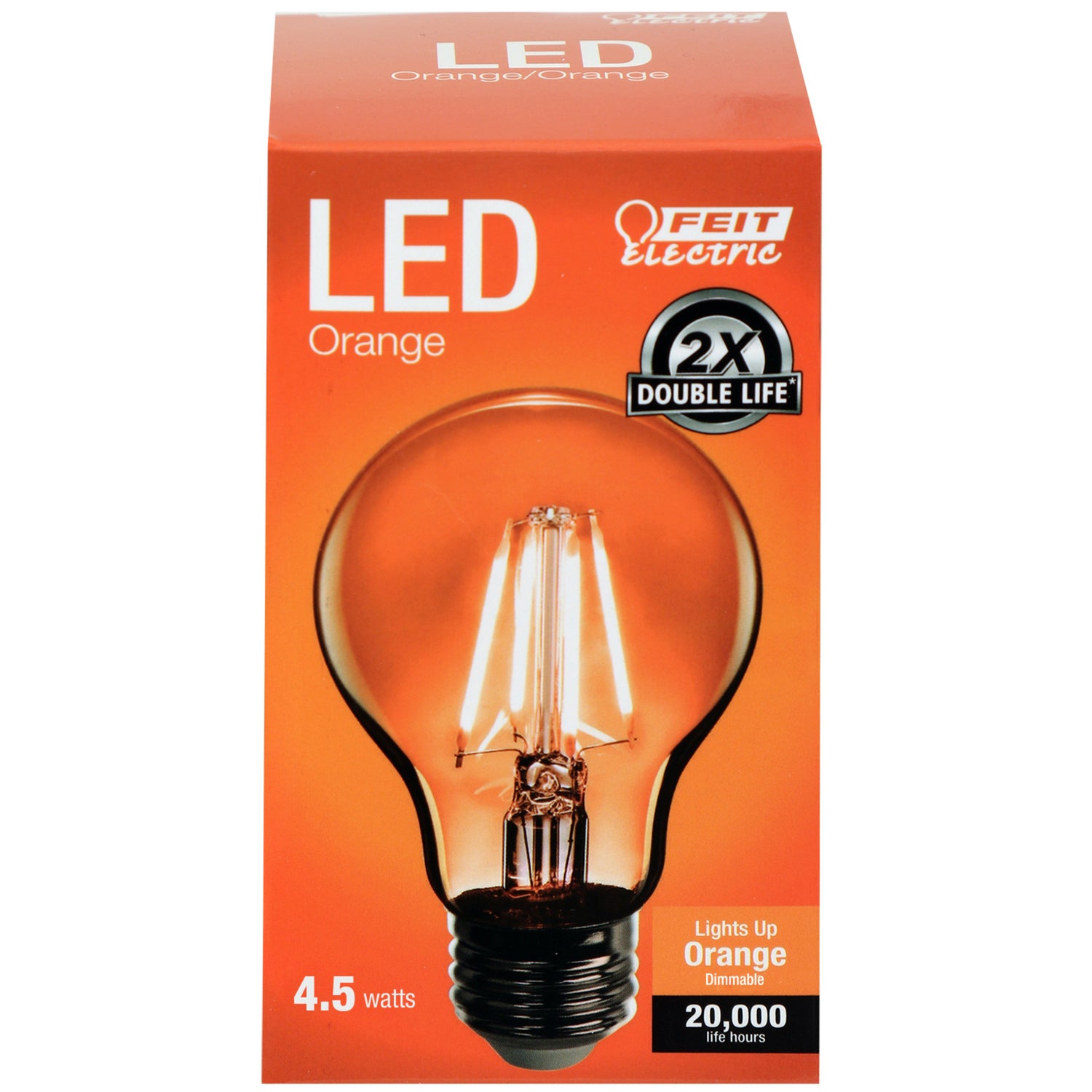 Clear Glass Orange A19 Dimmable LED Filament Light Bulb