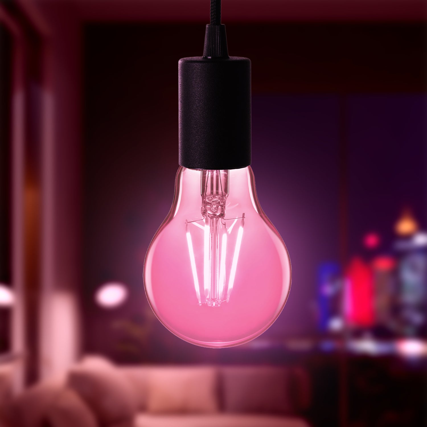 4.5W Clear Glass Pink A19 Dimmable LED Filament Light Bulb