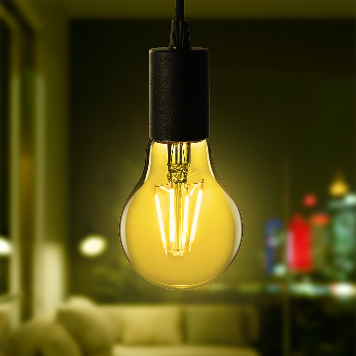 4.5W Clear Glass Transparent Yellow A19 Dimmable LED Filament Light Bulb