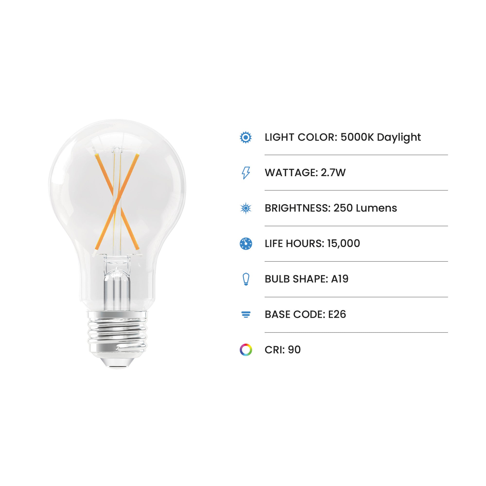 2.7W (25W Replacement) Daylight (5000K) Medium E26 Base A19 Enhance Di