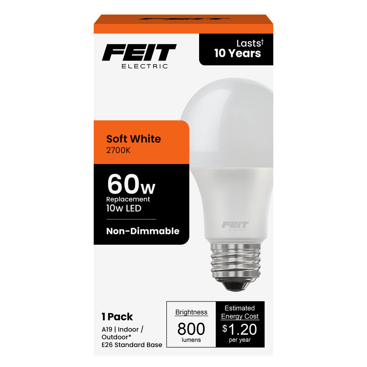 60W Replacement Soft White (2700K) Non-Dimmable LED Bulb