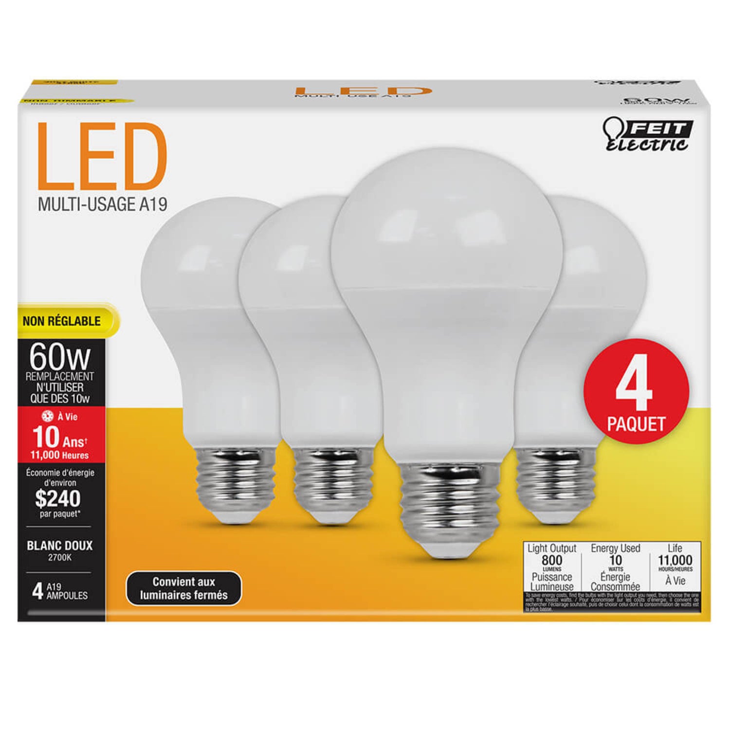 800 Lumens 2700K Non-Dimmable LED