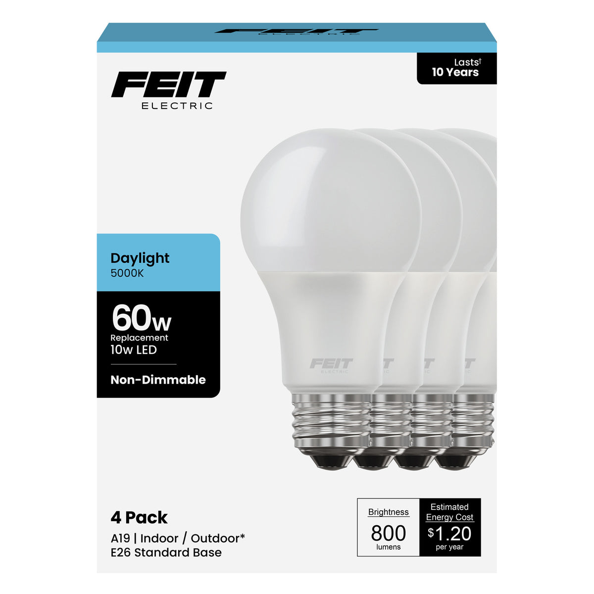 60W Replacement A19 Daylight General Purpose LED (4-Pack)