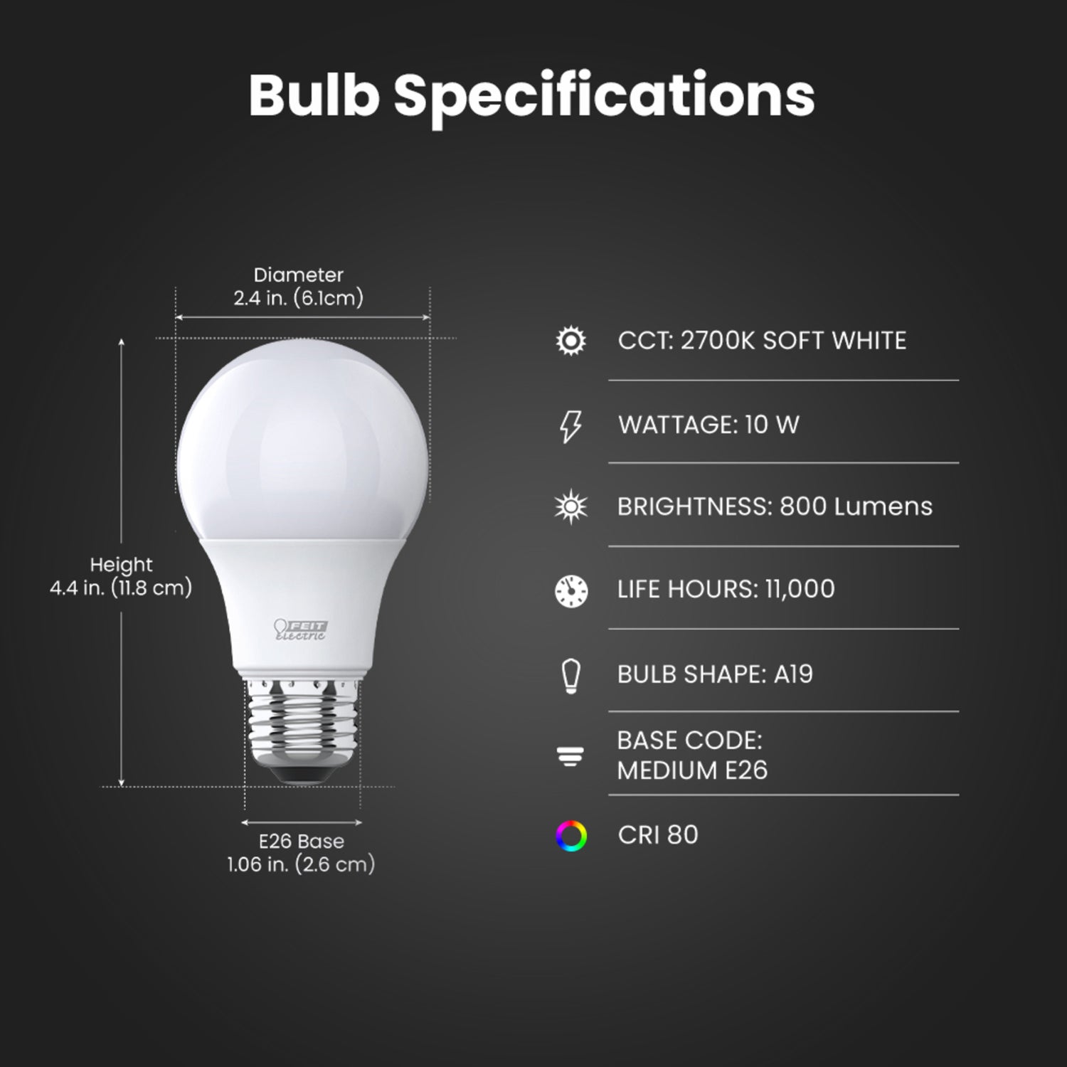 10W (60W Replacement) Soft White (2700K) E26 Base A19 General Purpose LED Bulb (10-Pack)