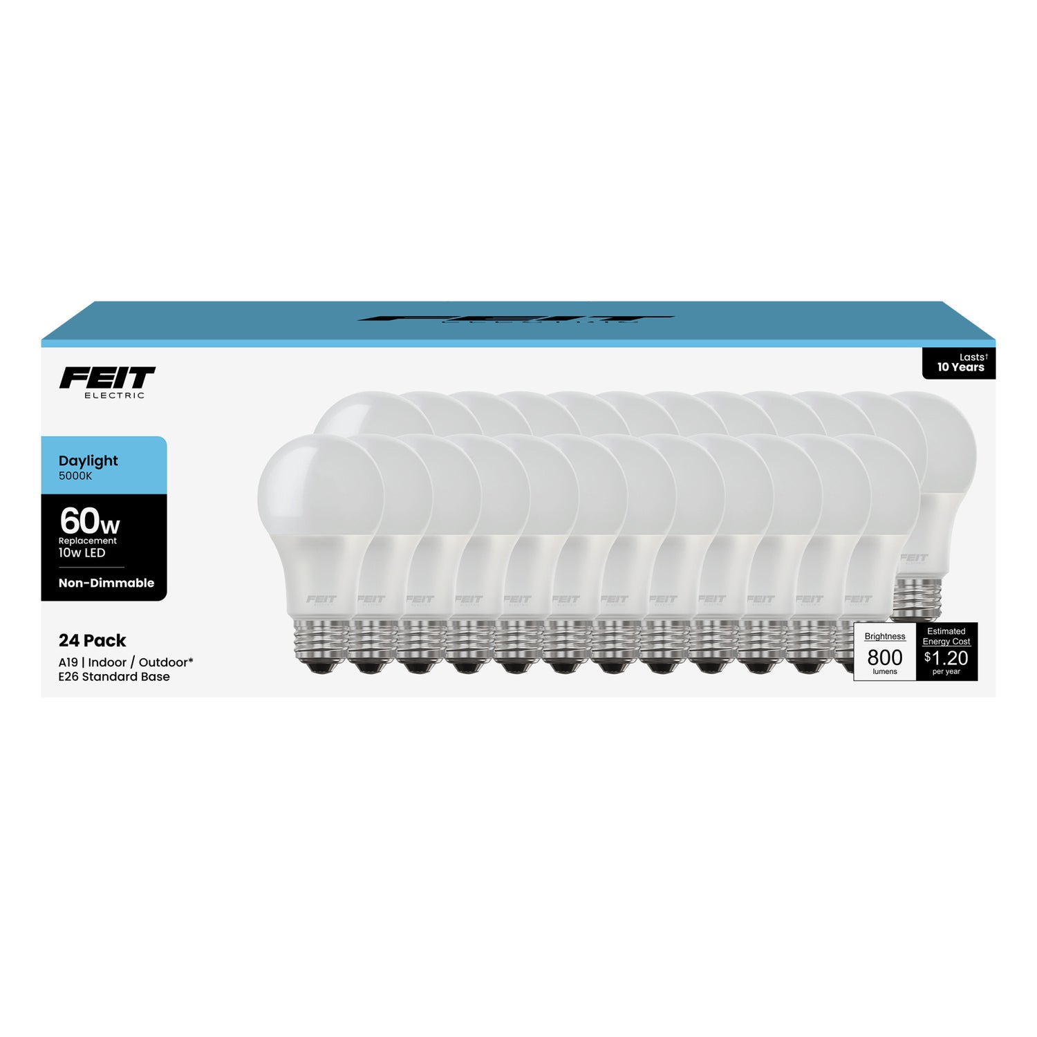 10W (60W Replacement) Daylight (5000K) E26 Base A19 General Purpose LED Bulb (24-Pack)